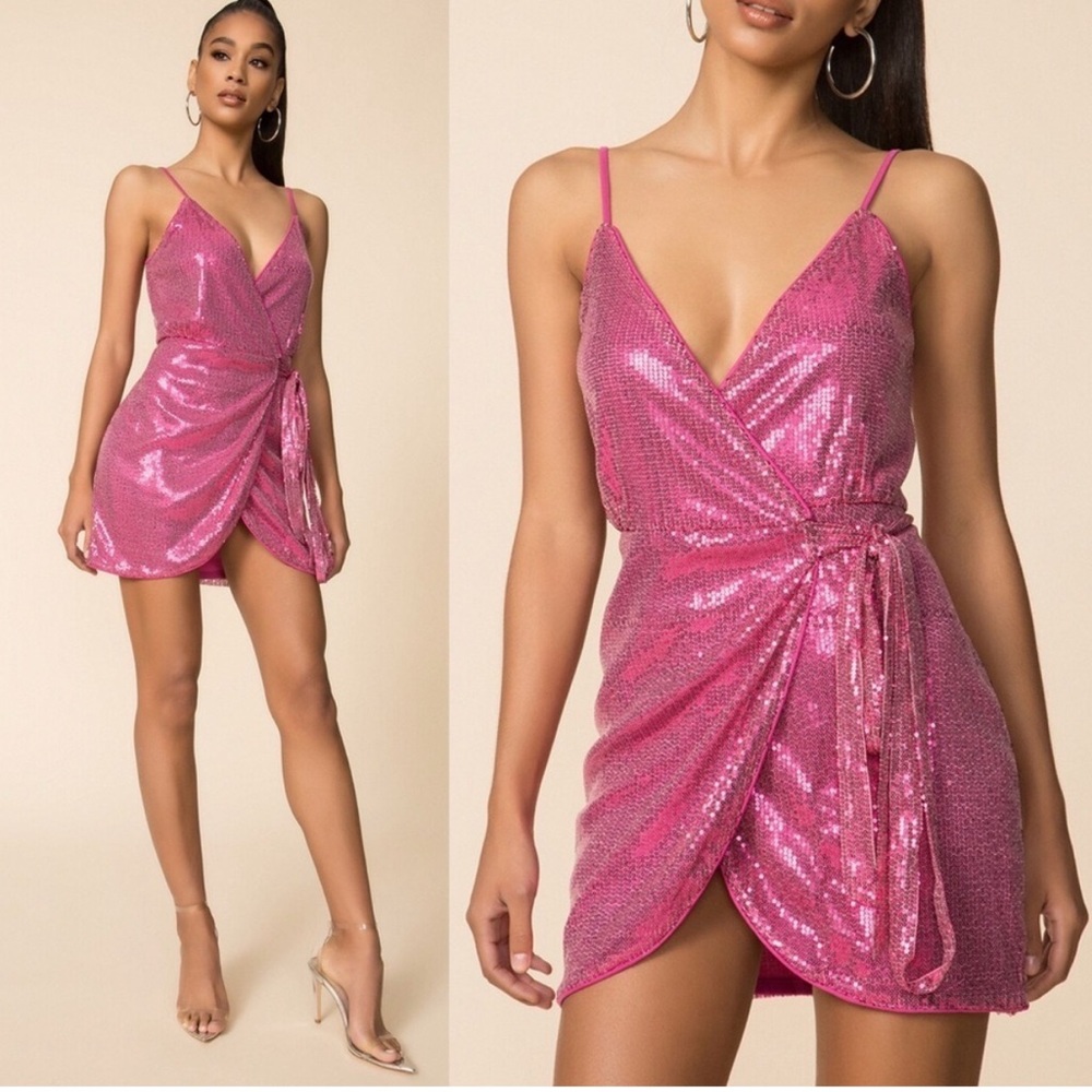 Superdown Fuchsia Sequin Mini Dress